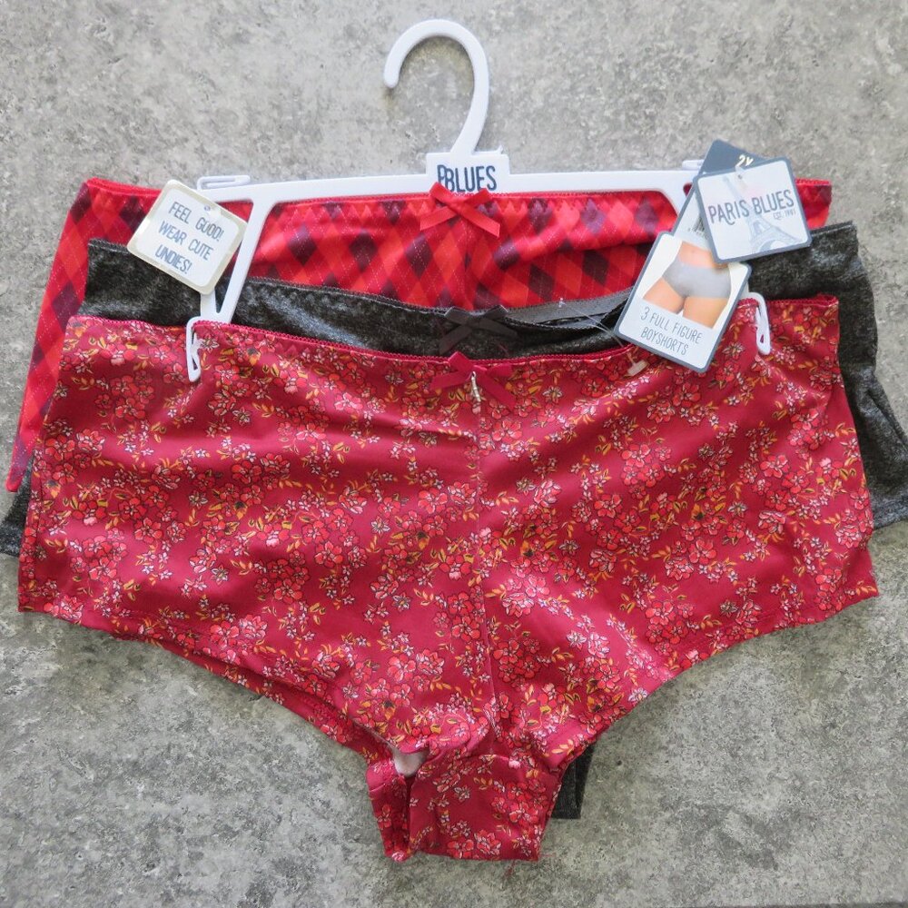 (#109) Paris Blues Womens 3 Pack Full Figure Boyshorts Panties Size 2X